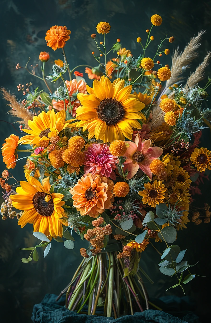 Un bouquet jaune vif de fleurs d'été